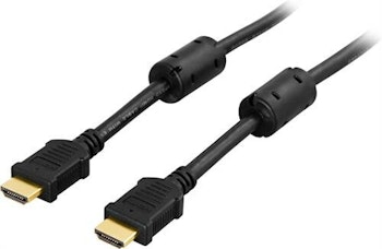 DELTACO HDMI kabel, HDMI High Speed with Ethernet, 4K, UltraHD i 30Hz, 5m, guldpläterade kontakter, 19-pin ha-ha, svar