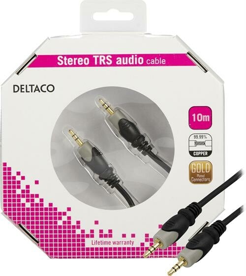 DELTACO ljudkabel, 3,5mm ha - ha, guldpläterad, 10m