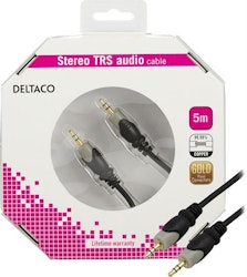 DELTACO ljudkabel, 3,5mm ha - ha, guldpläterad, 5m