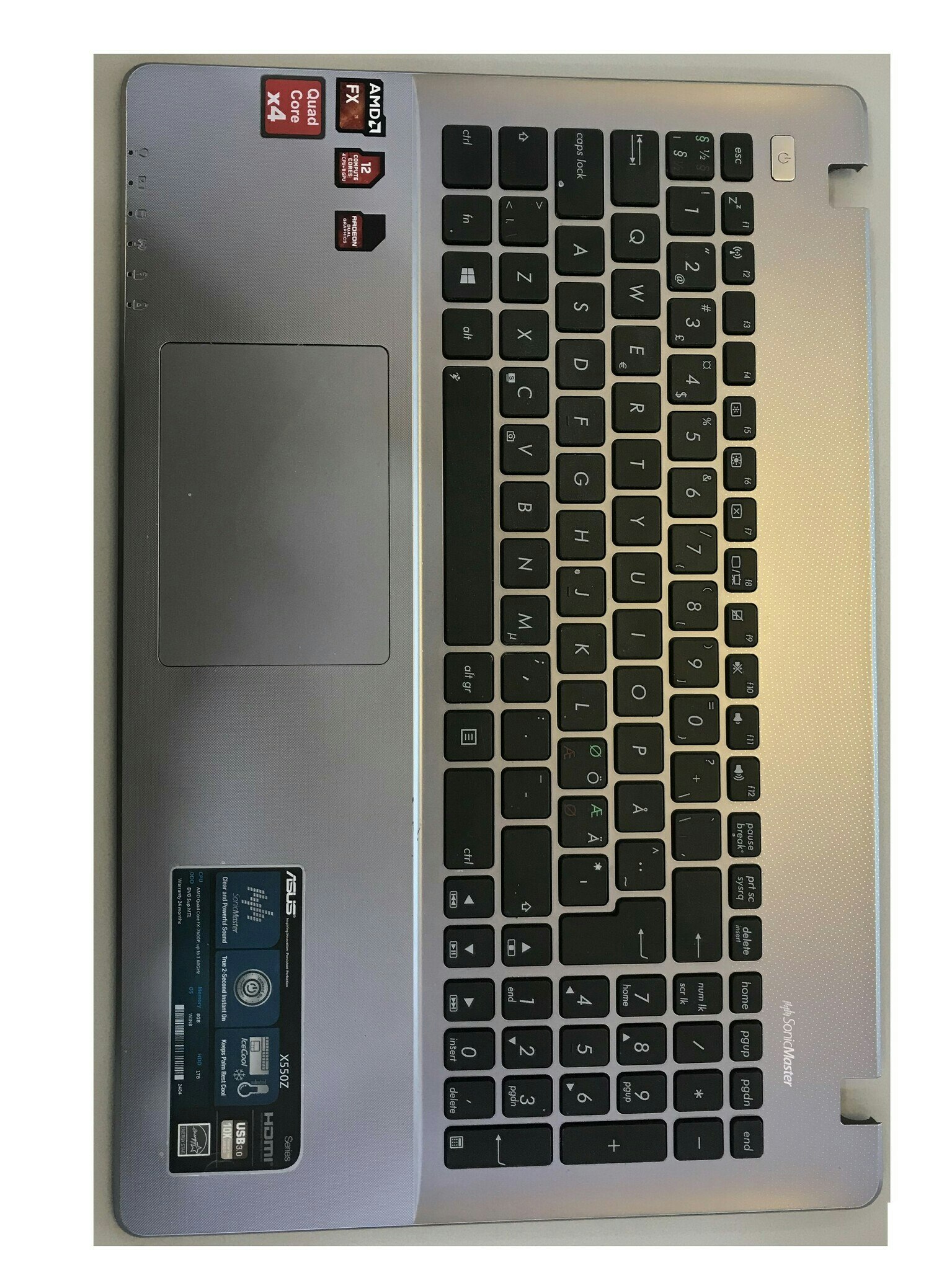 ASUS X550z Series Palmrest Touchpad Keyboard 13N0-PPA0501