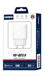 LADDARE JELLICO C9 20W PD DUBBEL USB 3.0 ET USB TYP C BLANC