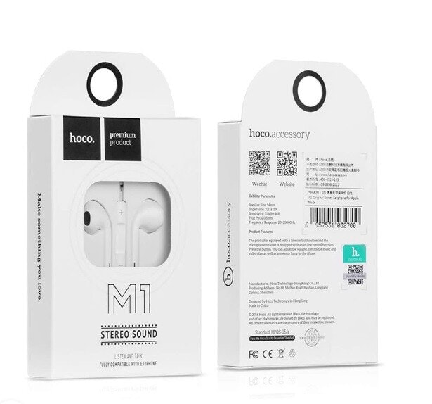 Hoco M1 Stereo Earphone White (3.5mm)