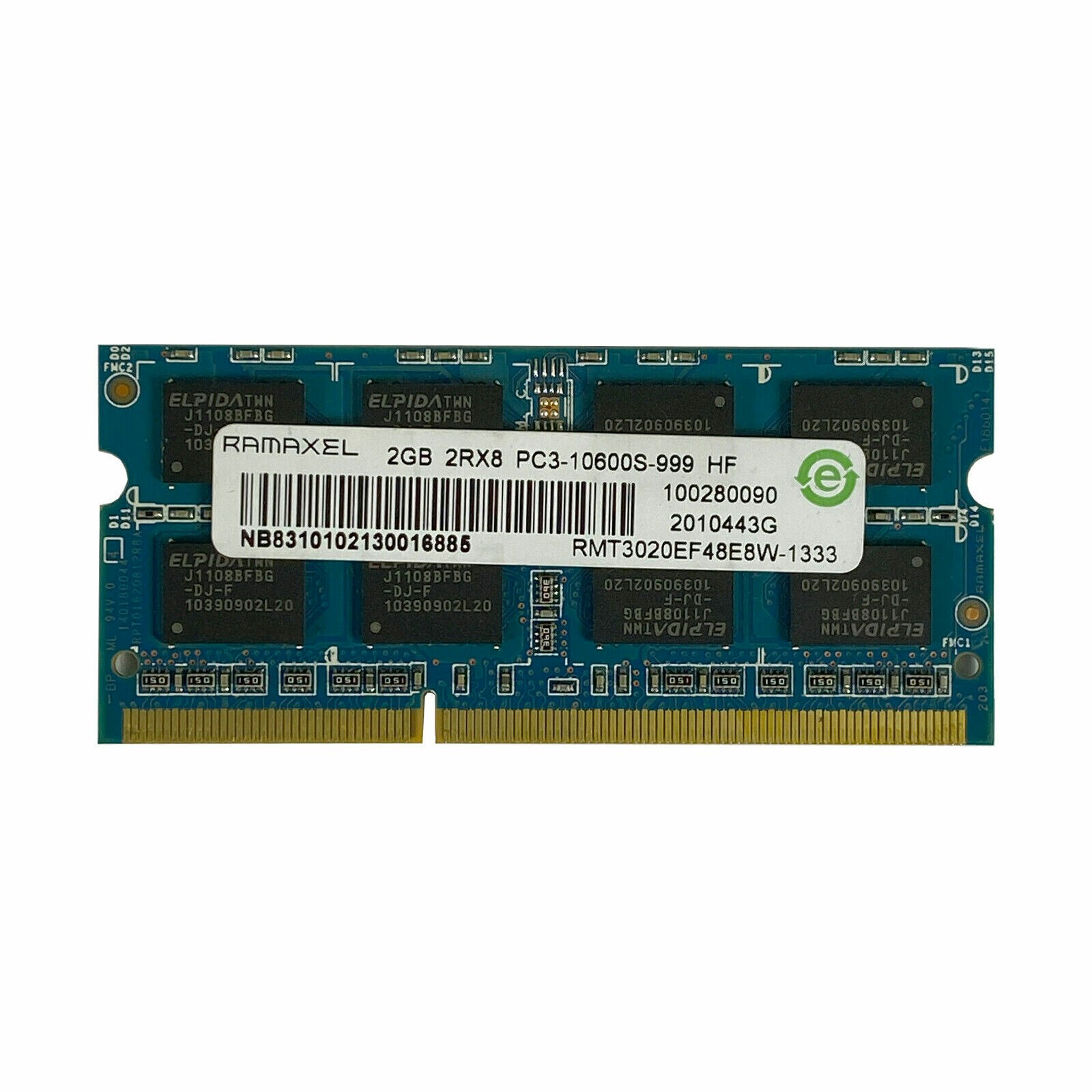Ramaxel 2GB 2RX8 PC3-10600S-999 HF SODIMM DDR3 (PULLED)