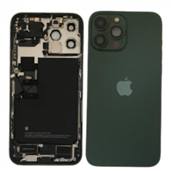 iPhone 13 Pro Max baksida grön med batteri laddkontakt och små delar