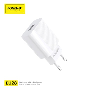 Foneng Wall charger EU28 - USB - 2,4A with USB to Type C cable white