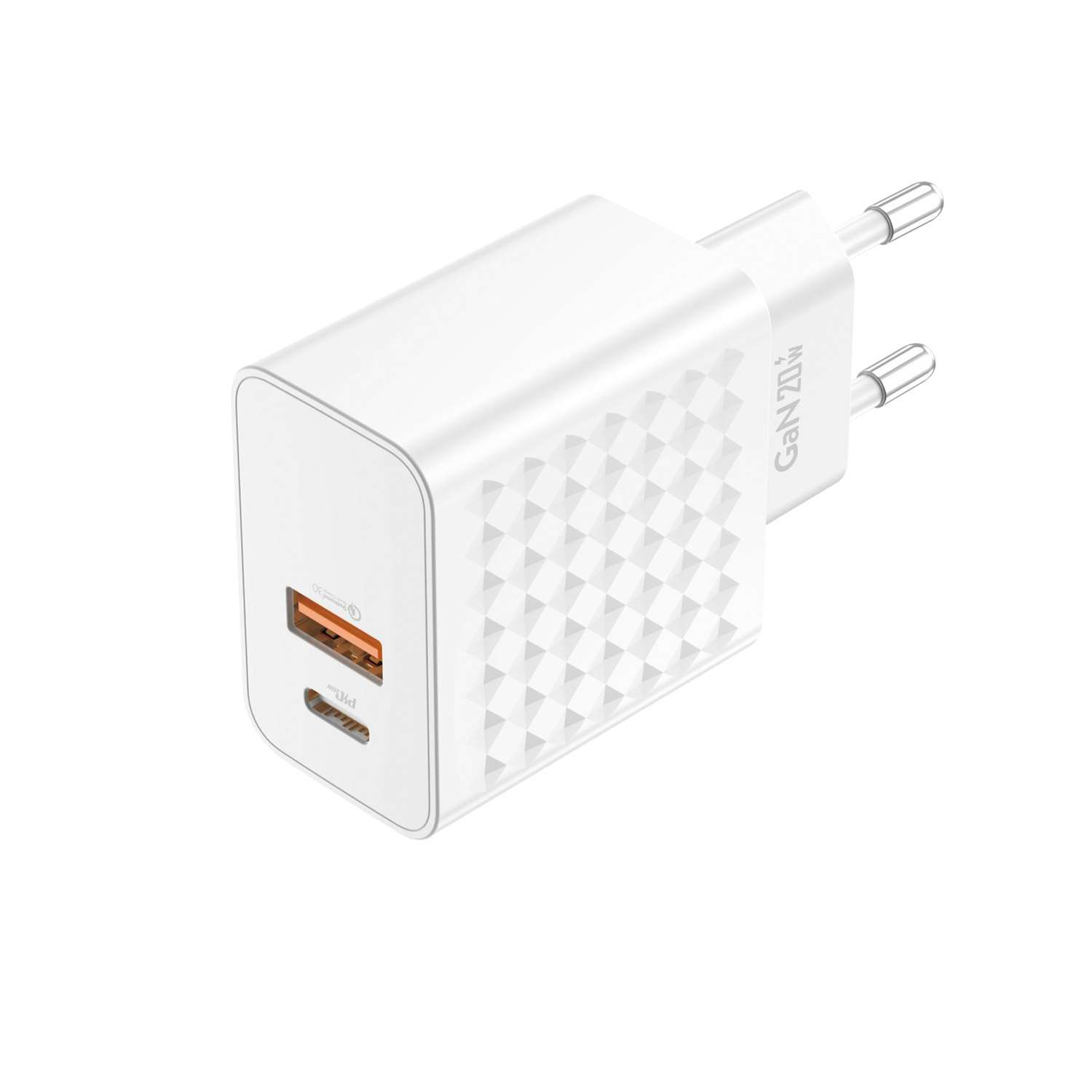 Foneng Wall charger EU42 GaN - USB + Type C - PD 20W 3A white