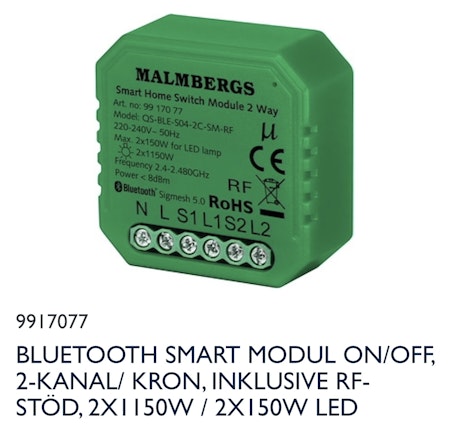 Malmbergs Smart konnekt 2, kan styras med trådlös knapp