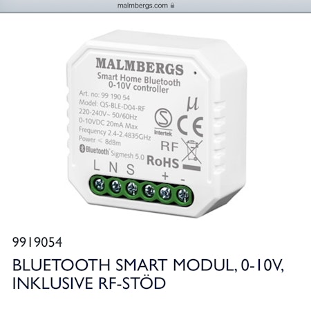 Malmbergs Bluetoth 1-10V styrdon