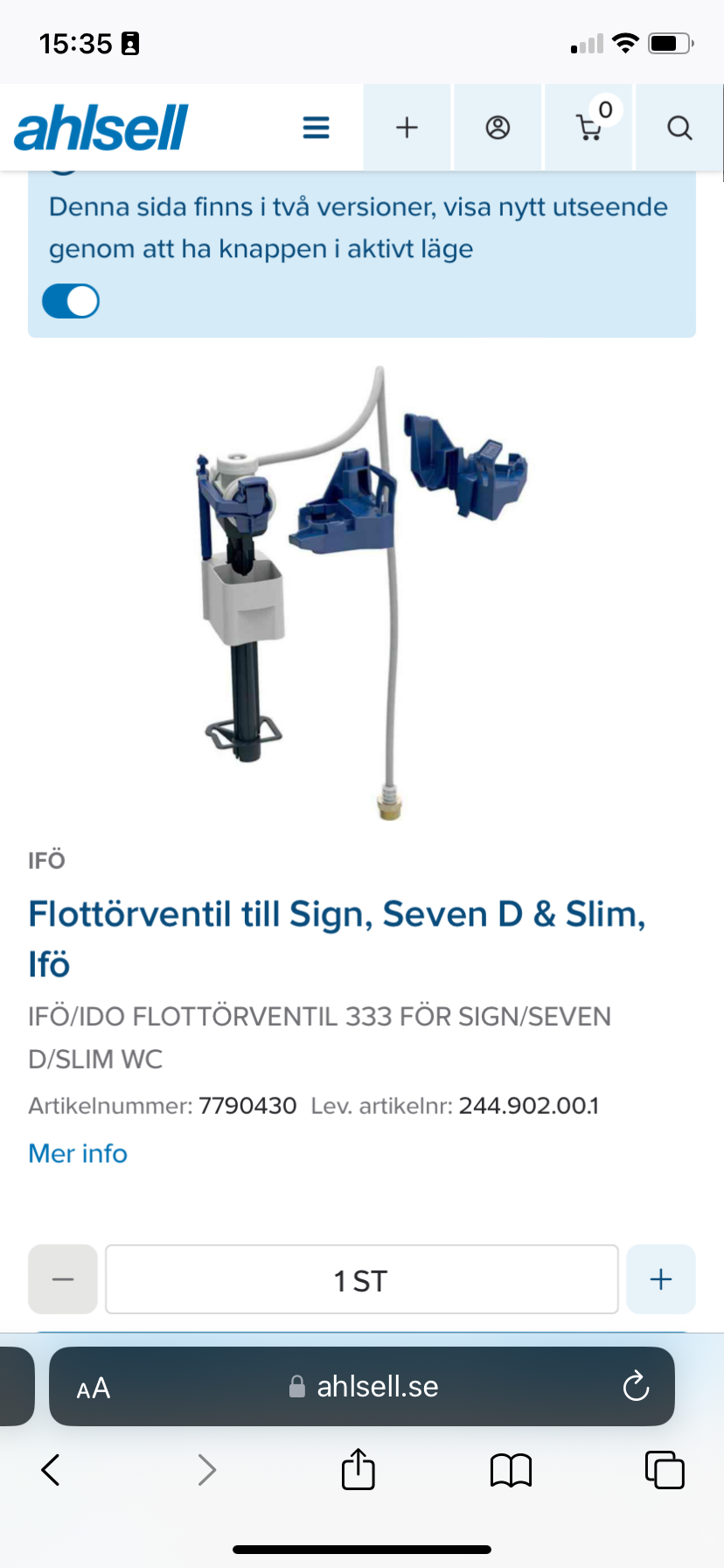 IFÖ Sign Inloppsventil ny variant