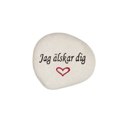 Natursten med texten "Jag älskar dig"