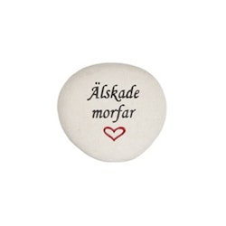 Natursten med texten "Älskade morfar"