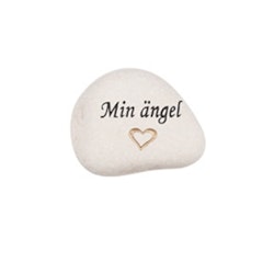 Natursten med texten "Min ängel"