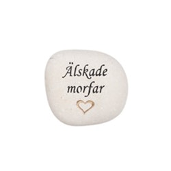 Natursten med texten "Älskade morfar"