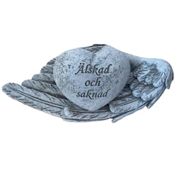 Änglavinge med hjärta "älskad och saknad"