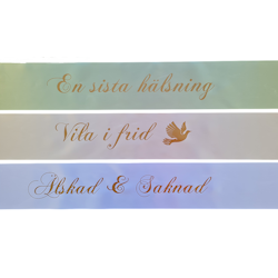 Kransband 2 stycken med personlig hälsning