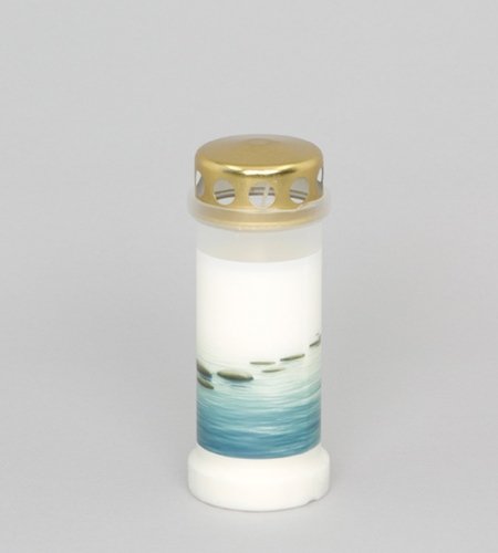 Ett oljeljus med havsmotiv och guldlock