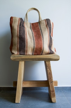 Jute tote bag svart/rost rand