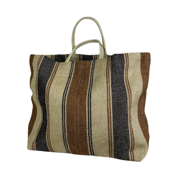 Jute tote bag svart/rost rand