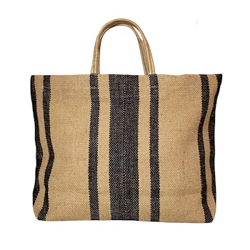 Jute tote bag svart rand