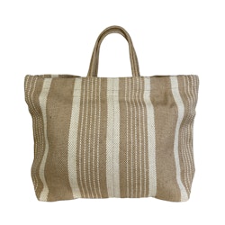 Jute tote bag vit rand