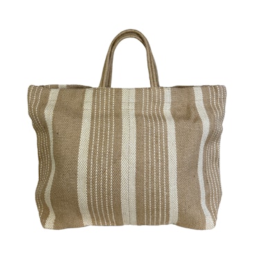 Jute tote bag vit rand