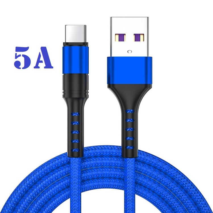 2m - USB-C 5A - "BLÅ" / kabel / laddsladd / snabbladdning
