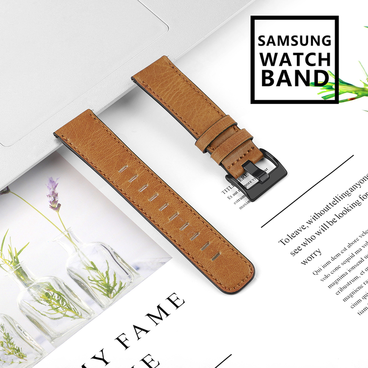 Samsung Galaxy 46mm Äkta Läder Ljusbrun