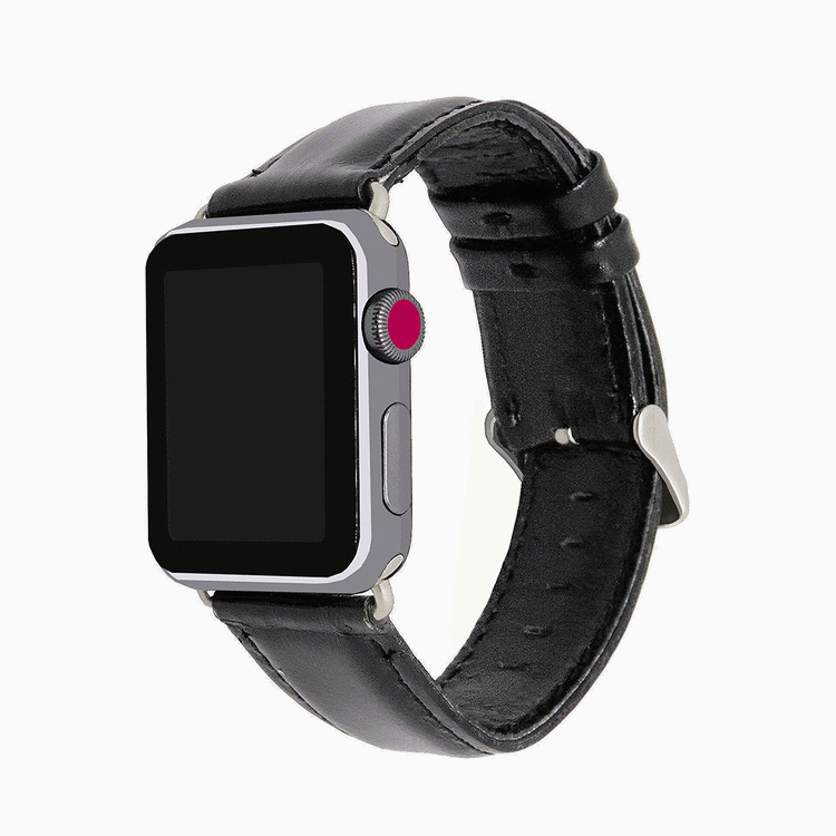 Apple Watch Äkta Läderband 42/44mm Svart