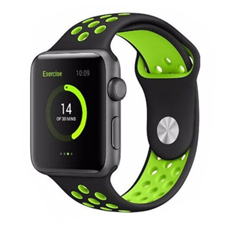 Silikonband för Apple Watch Svart/Grön 42/44mm 45mm