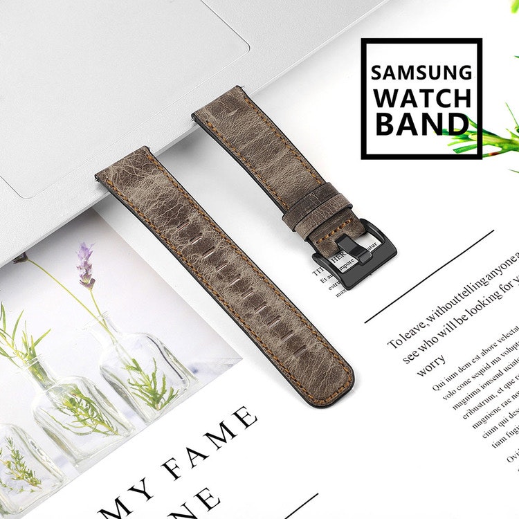 Samsung Galaxy 46mm Äkta Läder Spräcklig Ljusbrun