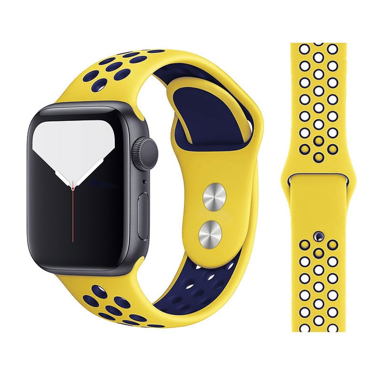 Silikonband för Apple Watch Gul/Blå 42/44mm 45mm
