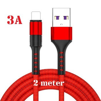 2m - RÖD  Lightning 3A - /kabel/laddsladd/ snabbladdning