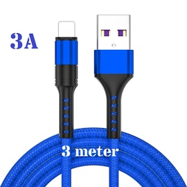 3m - BLÅ - Lightning 3A - /kabel/laddsladd/ snabbladdning