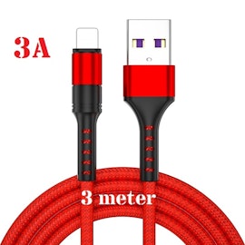 3m - RÖD- Lightning 3A - /kabel/laddsladd/ snabbladdning