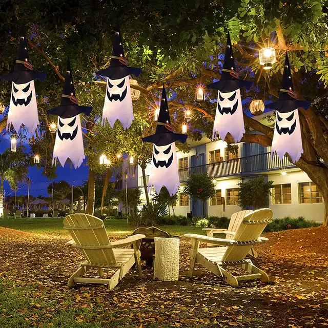 3 st Halloween LED Blinkande Ljus Hängande Spöke