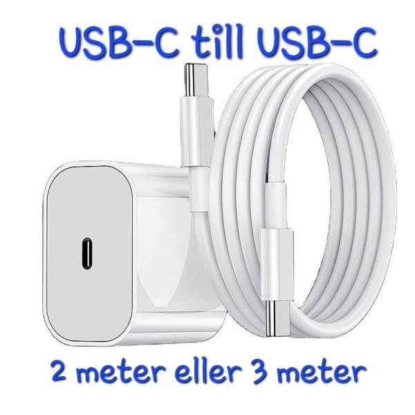 Laddare till iPhone 15 Adapter Snabbladdare USB-C Kabel Vit