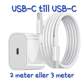 Laddare till iPhone 15 Adapter Snabbladdare USB-C Kabel Vit