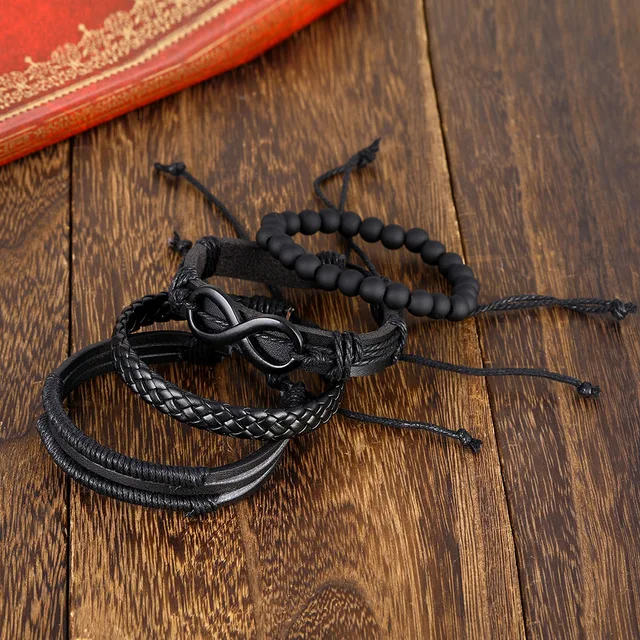 4-pack Handgjorda Armband Herrarmband Svart