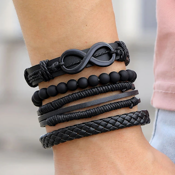 4-pack Handgjorda Armband Herrarmband Svart