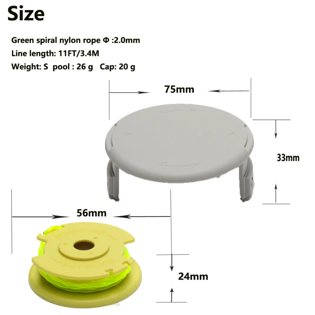 3st rullar på HELA 2.0mm trimmertråd Ryobi