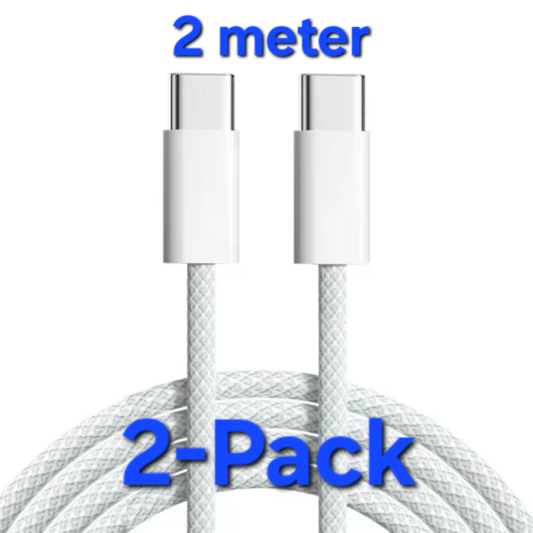 2 meter Laddare för Samsung - Snabbladdare - USB-C Laddare - Kabel Vit