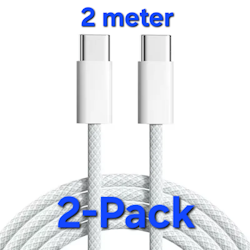2 meter Laddare för Samsung - Snabbladdare - USB-C Laddare - Kabel Vit