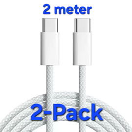 2 meter Laddare för Samsung - Snabbladdare - USB-C Laddare - Kabel Vit