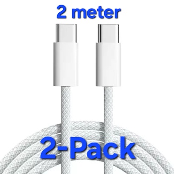2 meter Laddare för Samsung - Snabbladdare - USB-C Laddare - Kabel Vit
