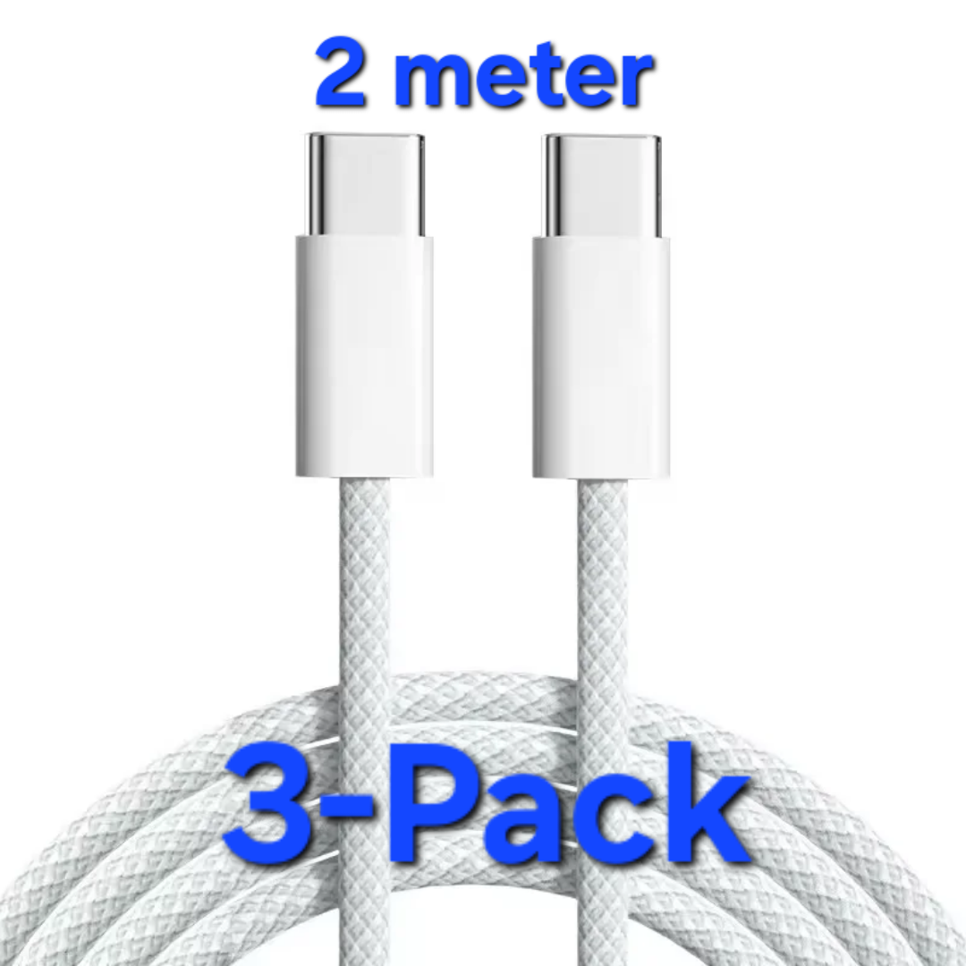 2 meter Laddare för Samsung - Snabbladdare - USB-C Laddare - Kabel Vit