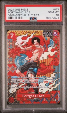 ONE PIECE OP08-TWO LEGENDS PORTGAS D. ACE OP08-SPECIAL ALT.ART PSA 10