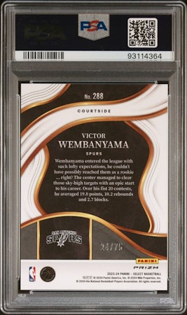 PANINI SELECT WHITE DISCO /75 VICTOR WEMBANYAMA RC PSA 10