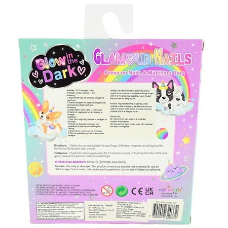 Nagelkit Glamour Glow In The Dark - Nail Glamour Press-On And Ring gid