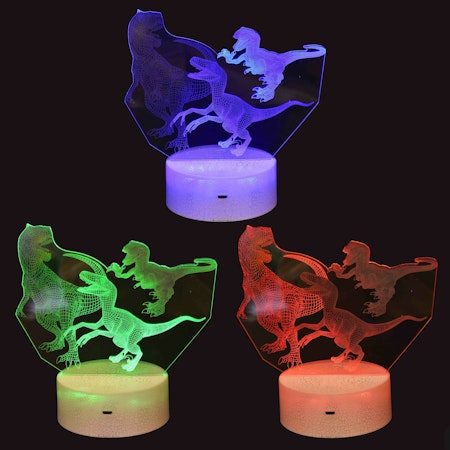 3-D ledlight lampa Dinosaur -3D LED LIGHT DINOSAUR w REMOTE 18cm