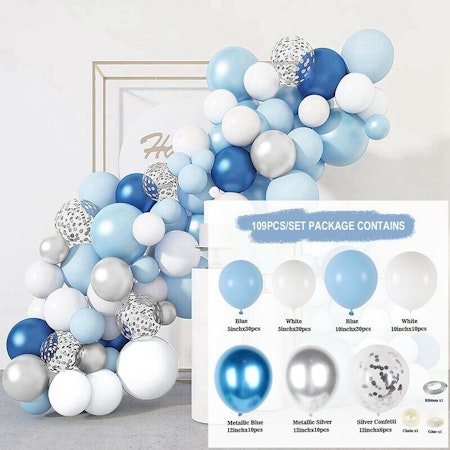Ballongbåge - Ballongset Blått&Vitt DBS-69 109 delar